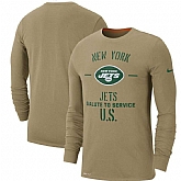 Men's New York Jets Nike Tan 2019 Salute to Service Sideline Performance Long Sleeve Shirt,baseball caps,new era cap wholesale,wholesale hats